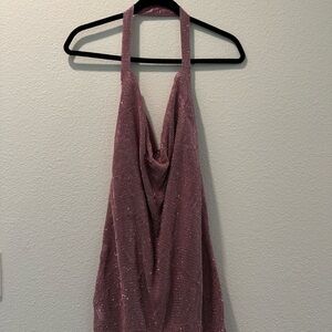 Meshki Purple Slip Dress Sleeveless Halter Cocktail